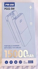 Novo carregador de viagem portátil com cabos embutidos 15000mAh PB-08 PD22.5W caixa aberta comprar usado  Enviando para Brazil
