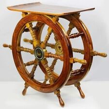 Mesa de barco de madera de 30" decoración del hogar pirata antigua latón decoración del hogar regalo, usado segunda mano  Embacar hacia Argentina