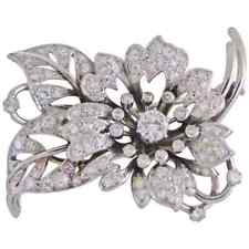 Lindo broche feminino corte redondo branco moissanita 1950 design floral em 925 comprar usado  Enviando para Brazil