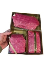 Usado, Vintage Rosa Metálico Kisslock Carteira de Moedas Carteira de Tecido Estojo de Cigarro Conjunto de Presente comprar usado  Enviando para Brazil