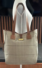 Bolsa tote vintage polo Ralph Lauren Houndstooth xadrez revestida de lona couro comprar usado  Enviando para Brazil