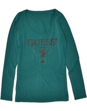 Blusa gráfica feminina GUESS manga longa Reino Unido 10 verde pequena BF08 comprar usado  Enviando para Brazil