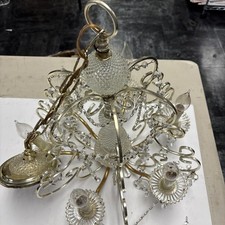 Lámpara de araña vintage de latón y cristal con 6 brazos de 17" de diámetro segunda mano  Embacar hacia Mexico