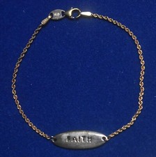 Pulseira folheada a ouro religiosa vintage de prata esterlina - FÉ comprar usado  Enviando para Brazil