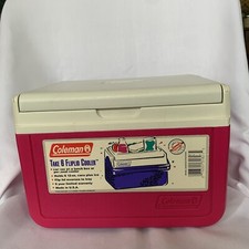 Cooler COLEMAN Take 6 FlipLid rosa comporta 6 latas cabo azul-petróleo com adesivo original , usado comprar usado  Enviando para Brazil