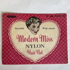 Rede de cabelo de náilon vintage moderna Miss~1955~branco~tamanho regular~elástico~coração rosa, usado comprar usado  Enviando para Brazil