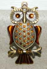 Usado, Ornamento de coruja de metal strass 5” laranja bronze marrom decoração de árvore de Natal pássaros comprar usado  Enviando para Brazil