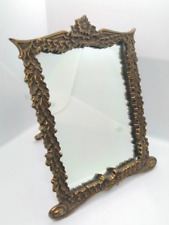 Mesa ornamentada vitoriana vintage latão/bronze chanfrada 10x7,45" vidro espelho mesa, usado comprar usado  Enviando para Brazil