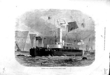 Impressão antiga 1871 flutuante parafuso duplo navio monitor folheado a ferro Glatton 19º, usado comprar usado  Enviando para Brazil