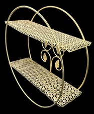 Prateleira de parede vintage redonda de metal tom dourado MCM prateleiras de malha Hollywood Regency 17 1/2" comprar usado  Enviando para Brazil