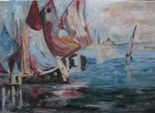 Port jachtowy - W.Kowal by I.Israelasa obraz olejny na sprzedaż  PL