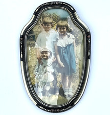 Moldura de madeira antiga bolha de vidro convexa oval ornamentada Gesso 11x17 crianças, usado comprar usado  Enviando para Brazil