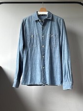 Camisa de trabalho masculina Edwin Japan Navigator L/S sanforizada azul índigo cambraia tamanho M comprar usado  Enviando para Brazil
