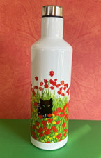 GARRAFA DE ÁGUA BLACK CAT & POPPIES ppd - isolamento a vácuo - aço inoxidável - 16,5 oz comprar usado  Enviando para Brazil