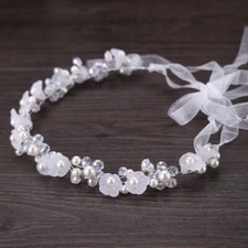 Tiara de cabelo pérola flor contas de cristal casamento rainha princesa formatura faixa de cabelo comprar usado  Enviando para Brazil