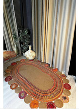 Alfombra Yute Algodón Forma Ovalada Trenzada a Mano Alfombra, Alfombra Bohemia Elegante Alfombra Alfombra segunda mano  Embacar hacia Mexico