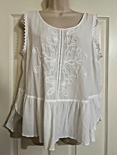 Blusa Gretty Zueger algodão gaze branca alta baixa crochê escada renda bordada GG comprar usado  Enviando para Brazil