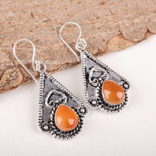 Magnífico brinco de prata esterlina 925 com pedra preciosa cornalina 2,09" V931 comprar usado  Enviando para Brazil