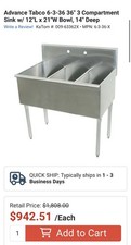 Advanced tabco compartment for sale  Bronxville