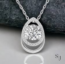 Pingente de casamento em forma de gota de lágrima de moissanita corte redondo 1,5 CT ouro branco 14k sólido, usado comprar usado  Enviando para Brazil