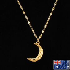 Colar pingente feminino deslumbrante ouro amarelo 18K GP aço inoxidável lua crescente comprar usado  Enviando para Brazil
