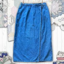 Saia jeans vintage anos 90 bordada à mão ocidental falsa envolvente tamanho 14 comprar usado  Enviando para Brazil