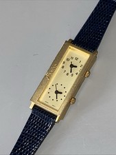 Relógio de pulso vintage feminino Troica fusos horários duplos pulseira Speidel azul excelente comprar usado Relógio de pulso vintage feminino Troica fusos horários duplos pulseira Speidel azul excelente comprar usado  Enviando para Brazil