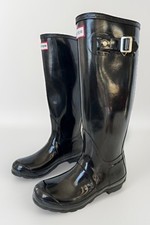 Botas de chuva femininas Hunter originais altas pretas brilhantes borracha tamanho 6 comprar usado  Enviando para Brazil