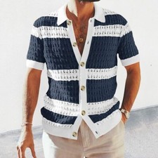 Camisas masculinas de malha primavera verão manga curta cardigãs de malha roupas masculinas camisa comprar usado  Enviando para Brazil