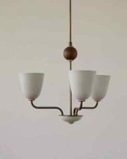 Usado, Lustre Lola, feito à mão 3 bolas de nogueira leves luminária de teto grande comprar usado  Enviando para Brazil