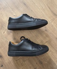 Leather trainers black for sale  BARNET