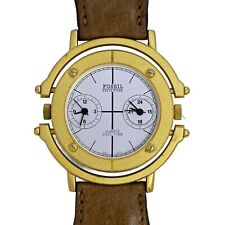 Fossil Collection Dual Time GMT Vintage RARO Relógio Masculino Ouro Pulseira Original 41mm comprar usado  Enviando para Brazil