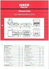 IVECO 232 D30FK 8x4 CHASSIS CAB ORIG. 1981 FACTORY UK TECH. FOLHA DE ESPECIFICAÇÃO comprar usado  Enviando para Brazil