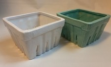 2 cestas de frutas de cerâmica tigela de frutas 4,25 x 3" branco verde decoração de cozinha verão comprar usado  Enviando para Brazil