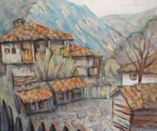 Pintura a óleo fauvista vintage casas de paisagem rural assinadas, usado comprar usado  Enviando para Brazil