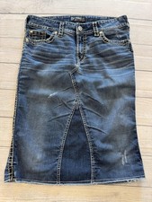 Saia jeans prata feminina 32 azul denim Suki excedente bainha crua desgastada faroeste comprar usado  Enviando para Brazil