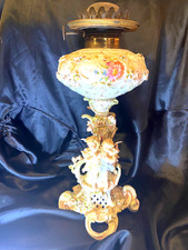 PORCELANA SCHIERHOLZ - BASE DE LÂMPADA A ÓLEO ALEMÃ - Estatuetas de anjo CUPIDs dançando. comprar usado  Enviando para Brazil