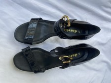 Usado, Sapatos DATELLI Salto Alto Brasil EUA 8/EUR 39 Couro Preto Biqueira Aberta Plataforma comprar usado  Enviando para Brazil