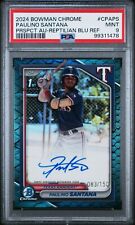 2024 Bowman Chrome Paulino Santana Azul Reptiliano Auto 83/150 PSA 9 Rangers CPAP, usado comprar usado  Enviando para Brazil