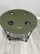 Usado, Mesa dobrável portátil para acampamento ULINE 28" diâmetro, 4 porta-copos, verde comprar usado  Enviando para Brazil
