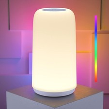 Controle de toque RGB LED abajur de cabeceira de mesa regulável pequeno quente luz noturna branca comprar usado  Enviando para Brazil