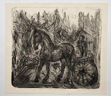 Używany, Etching GDR Art Ingrid Goltzsche-Schwarz Abendliche Return Mazury Poland na sprzedaż  Wysyłka do Poland