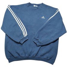 Moletom Adidas vintage azul marinho e branco gola redonda EUA masculino etiqueta XXL comprar usado  Enviando para Brazil