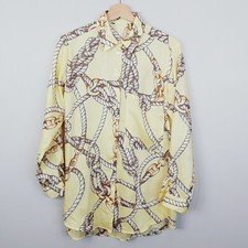 [ ZARA ] Blusa Feminina Manga Longa Estampa de Elos de Corrente de Corda | Tamanho P ou AU 10, usado comprar usado  Enviando para Brazil