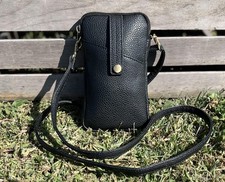 Bolsa tiracolo feminina celular couro sintético preto seixo mini bolsa com zíper superior comprar usado  Enviando para Brazil
