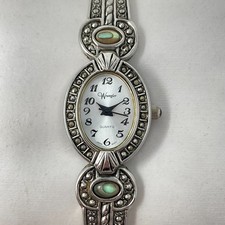Vintage Wrangler Marcasite Relógio Feminino 19mm Abalone Tom Prata Nova Bateria 6.5", usado comprar usado  Enviando para Brazil