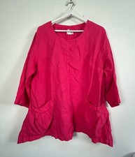 Túnica Mosaico EUA Feminina Linho Fúcsia Top com Bolsos Manga 3/4 Ajuste Solto GG comprar usado  Enviando para Brazil