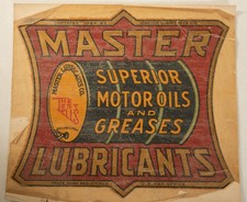 Calcomanía Master Lubricants Aceites y Grasas de Motor Ventana (N2R/JSF6) ©1924 Phila PA segunda mano  Embacar hacia Mexico