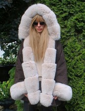 Używany, Futro Prawdziwe futro Futro 100% Real Ranch Arctic Fox Parka Hood M/L na sprzedaż  PL