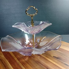 Bandeja de servir Mikasa Calypso duas camadas vidro fosco tigelas decoração mesa cozinha comprar usado  Enviando para Brazil